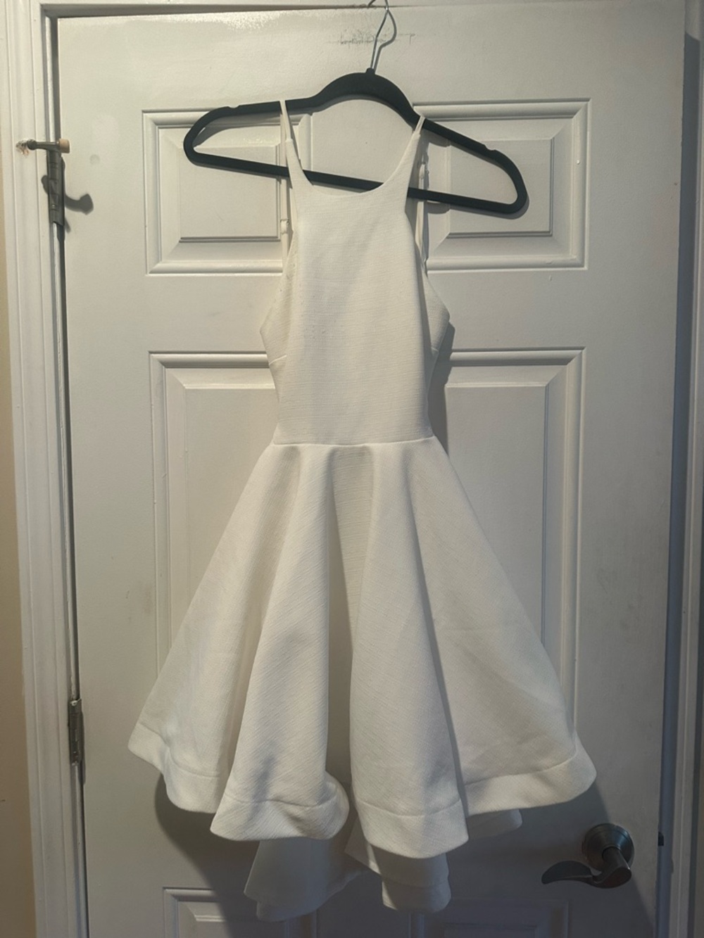 AKIRA Chicago Black Label White Backless Halter Fit-and-Flare Dress